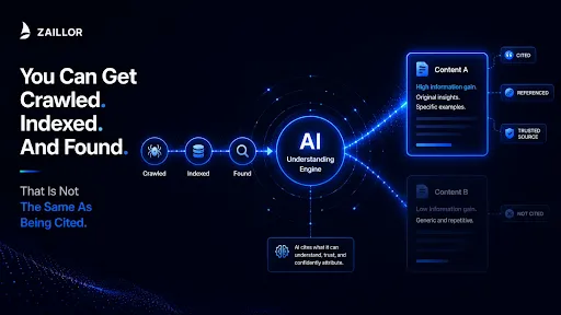 Crawled, indexed, and found is not the same as being cited by AI systems